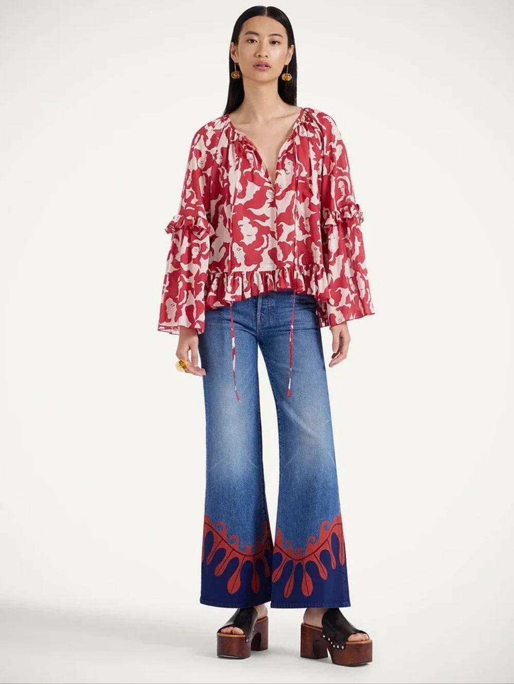 LADOUBLEJ x MOTHER The Tomcat Roller Jeans Deep in The Pacific NEW NWT - Picture 3 of 9